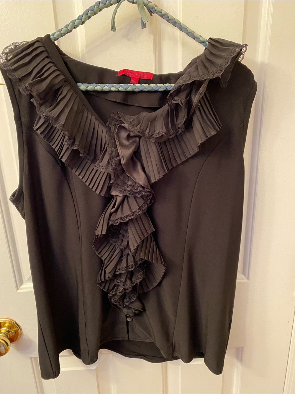 Black Ruffled Sleeveless Camisole - Women's Top